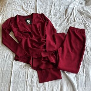 Fashion Nova Burgundy Pant Set